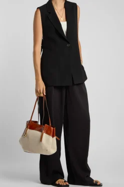 Alana Leather Canvas Tote Bag