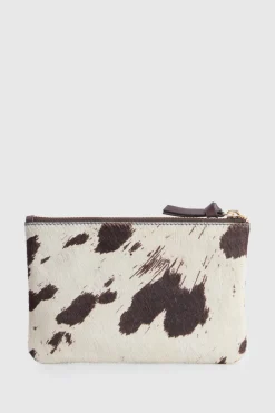 Anais Leather Cow Print Pouch
