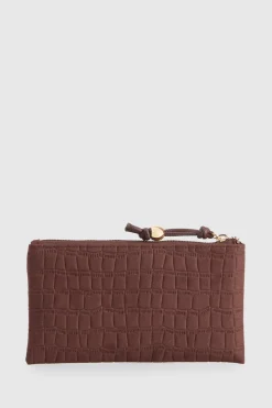 Croc Suede Zip Pouch Wallet