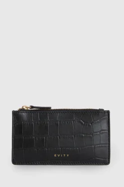 Lila Croc Emboss Leather CC Holder