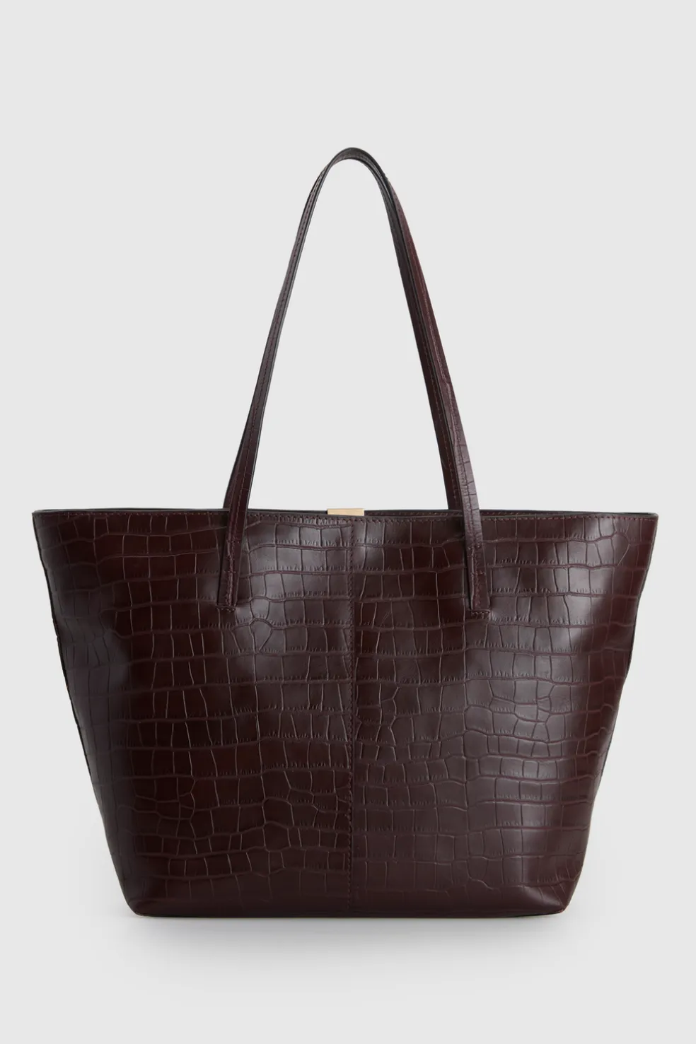 Lila Croco Leather Tote Bag