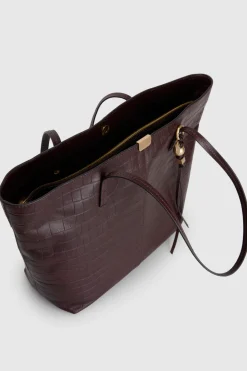 Lila Croco Leather Tote Bag