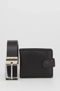 PC RFID Leather Wallet & Belt Gift Set