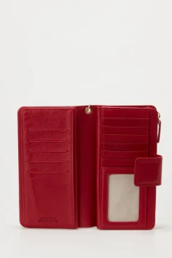 RFID Leather Zip Around Wallet